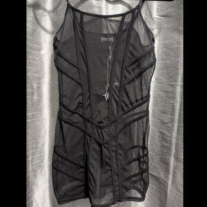 Dolls Kill Darker Wavs Flanger Mesh Dress And Shrug Set Black Medium